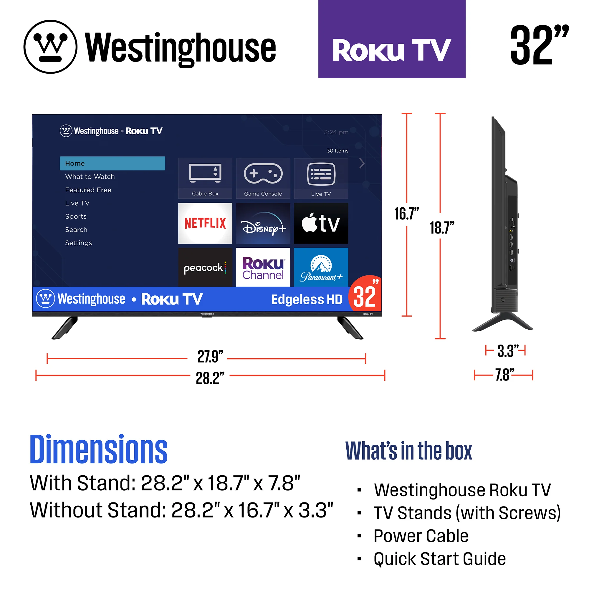 32″ Edgeless HD Roku TV - Image 4