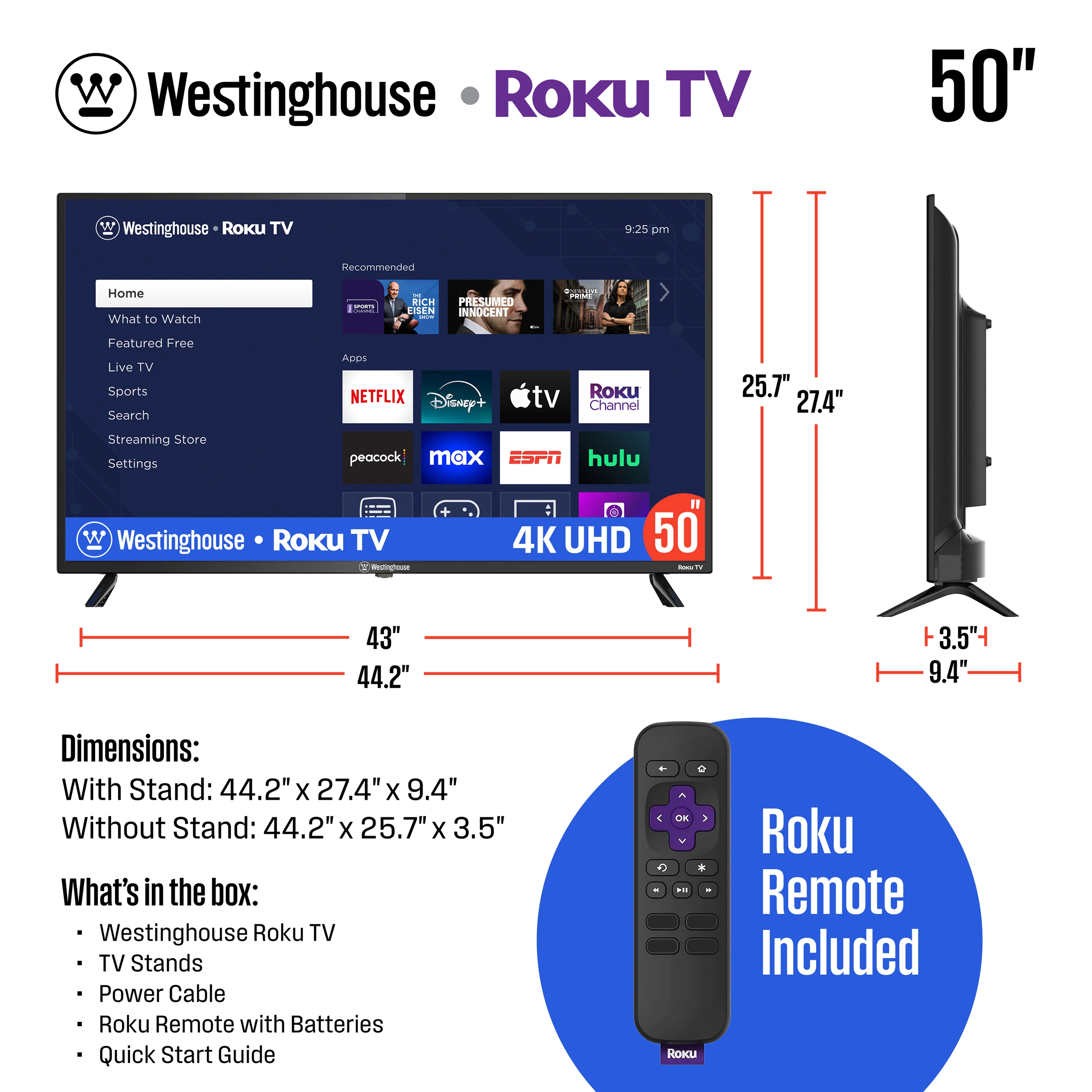 50″ 4K Ultra HD Smart Roku TV with HDR - Image 6