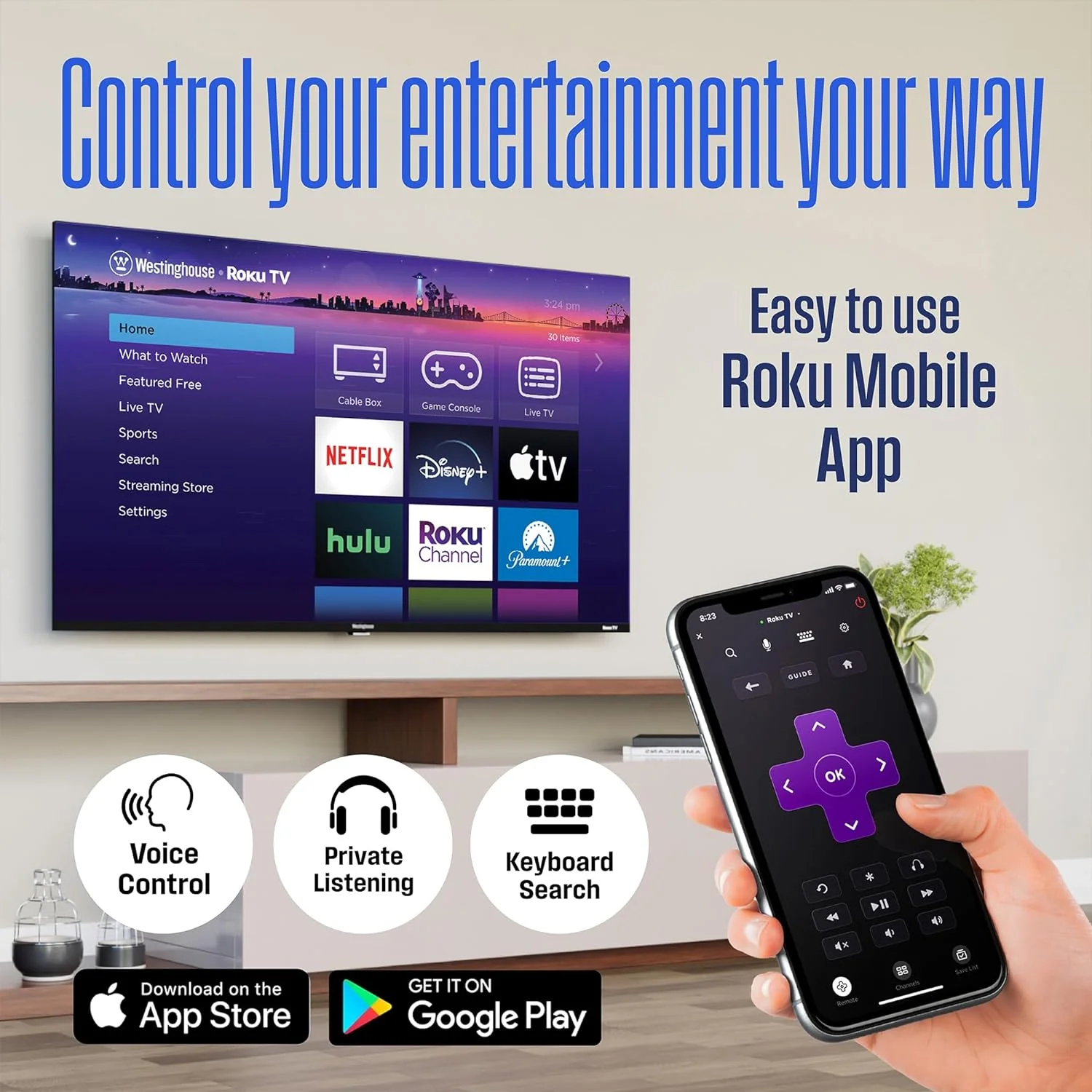 50″ Edgeless QLED 4K UHD Roku TV with Voice Remote - Image 11