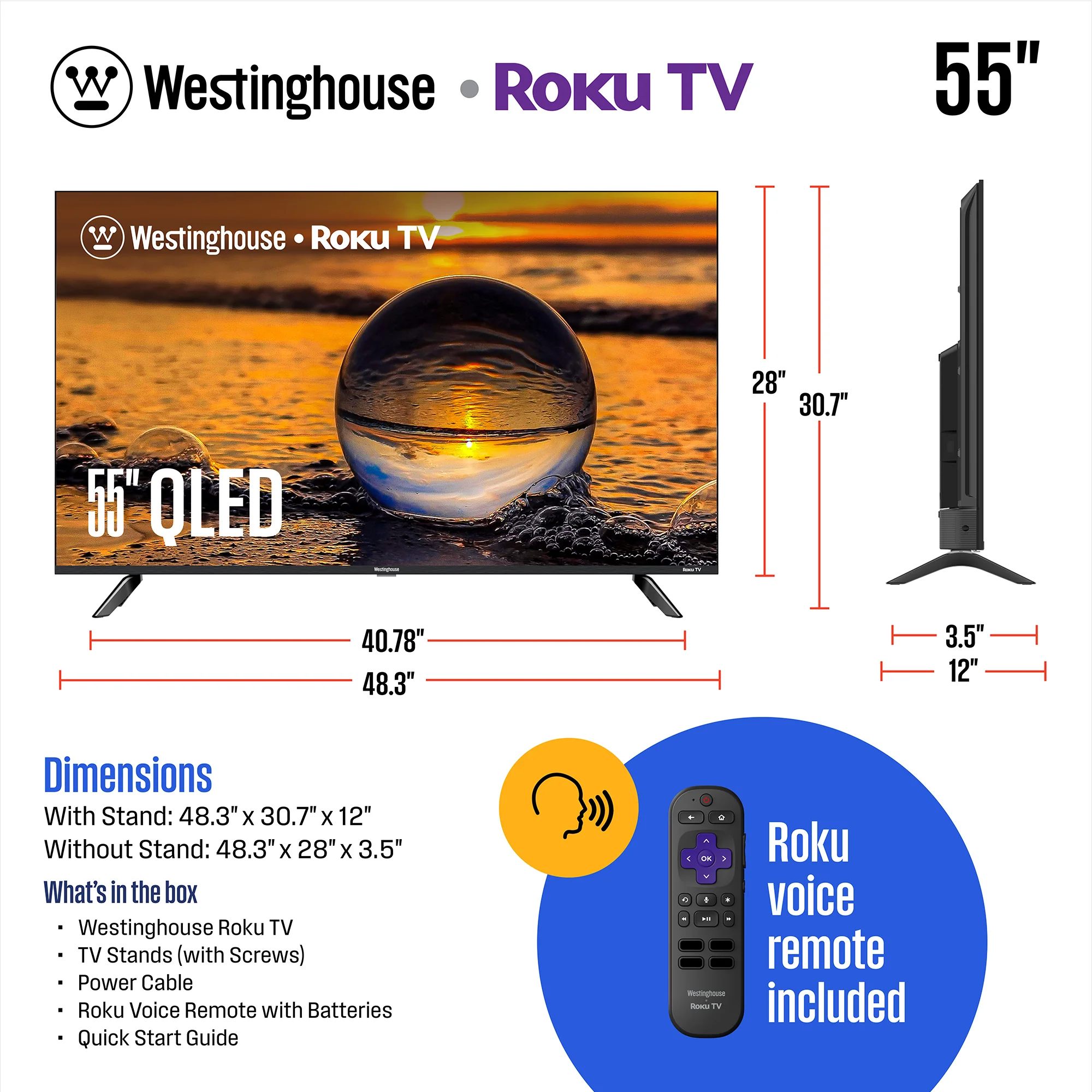 55″ Edgeless QLED 4K UHD Roku TV with Voice Remote - Image 5