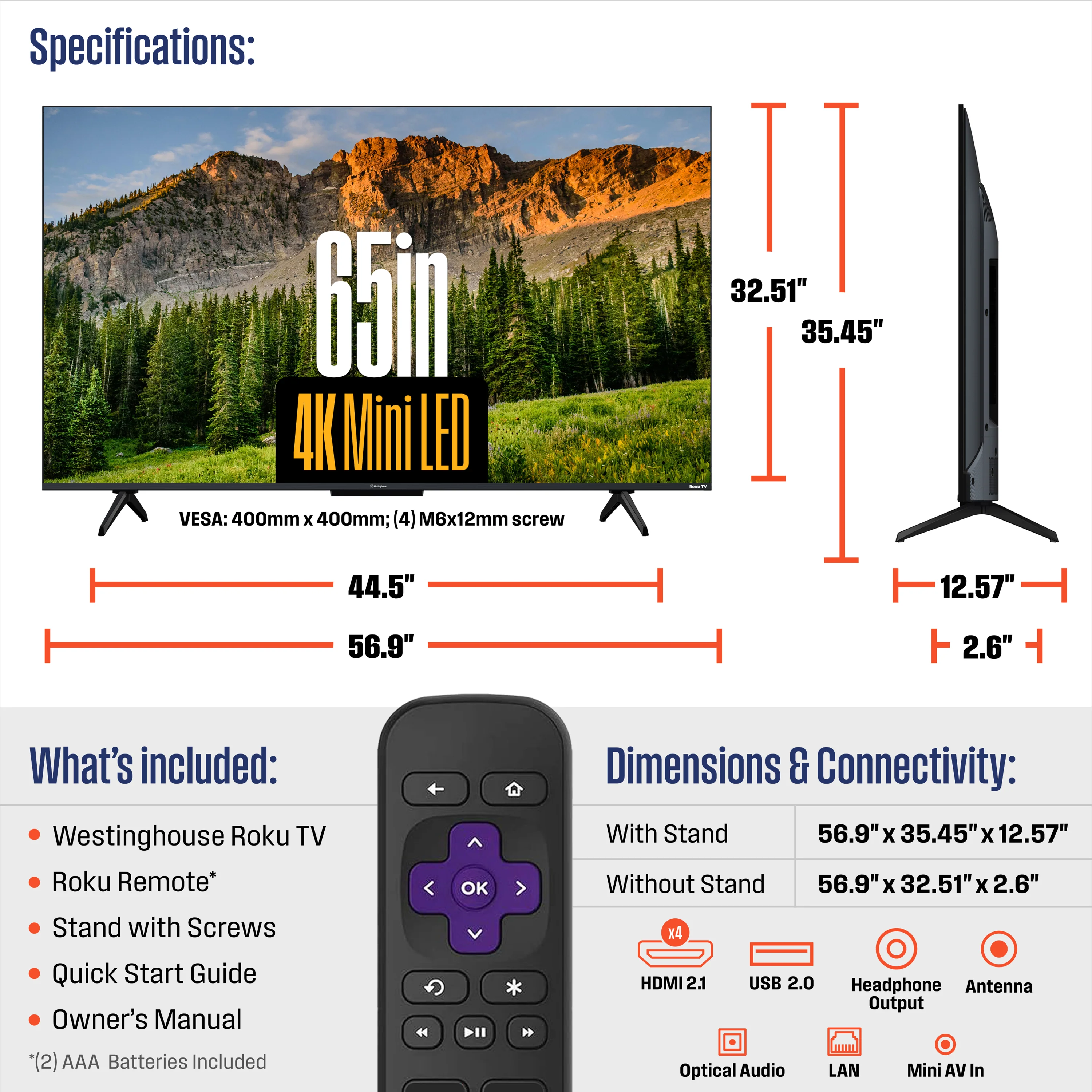 65” Mini-LED 4K UHD Roku TV - Image 5